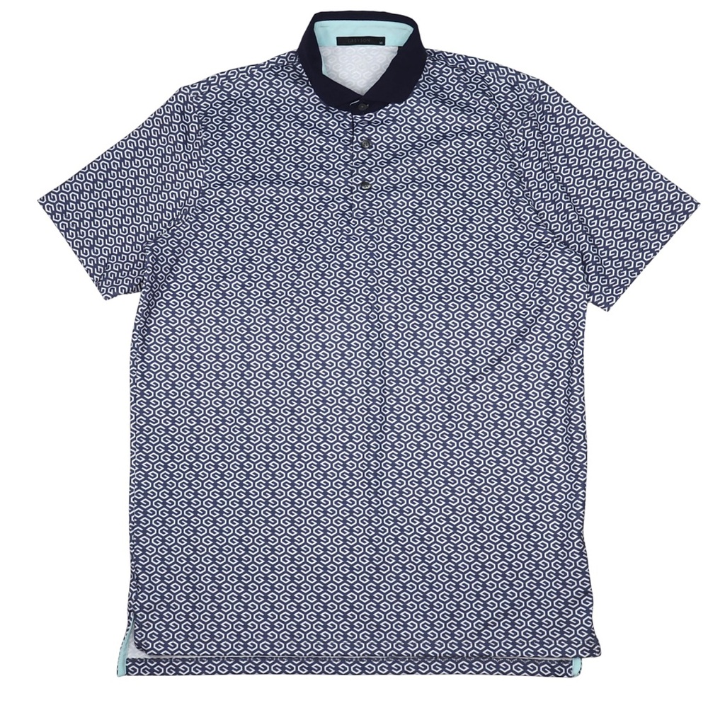 Greyson Golf Polo Shirt Men’s Medium Blue Geometric Performance Short Sleeve - Picture 3 of 9